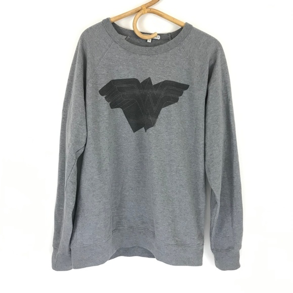 Junk Food Clothing Sweaters - Junk Food Wonder Woman Grey Sweatshirt Size Large